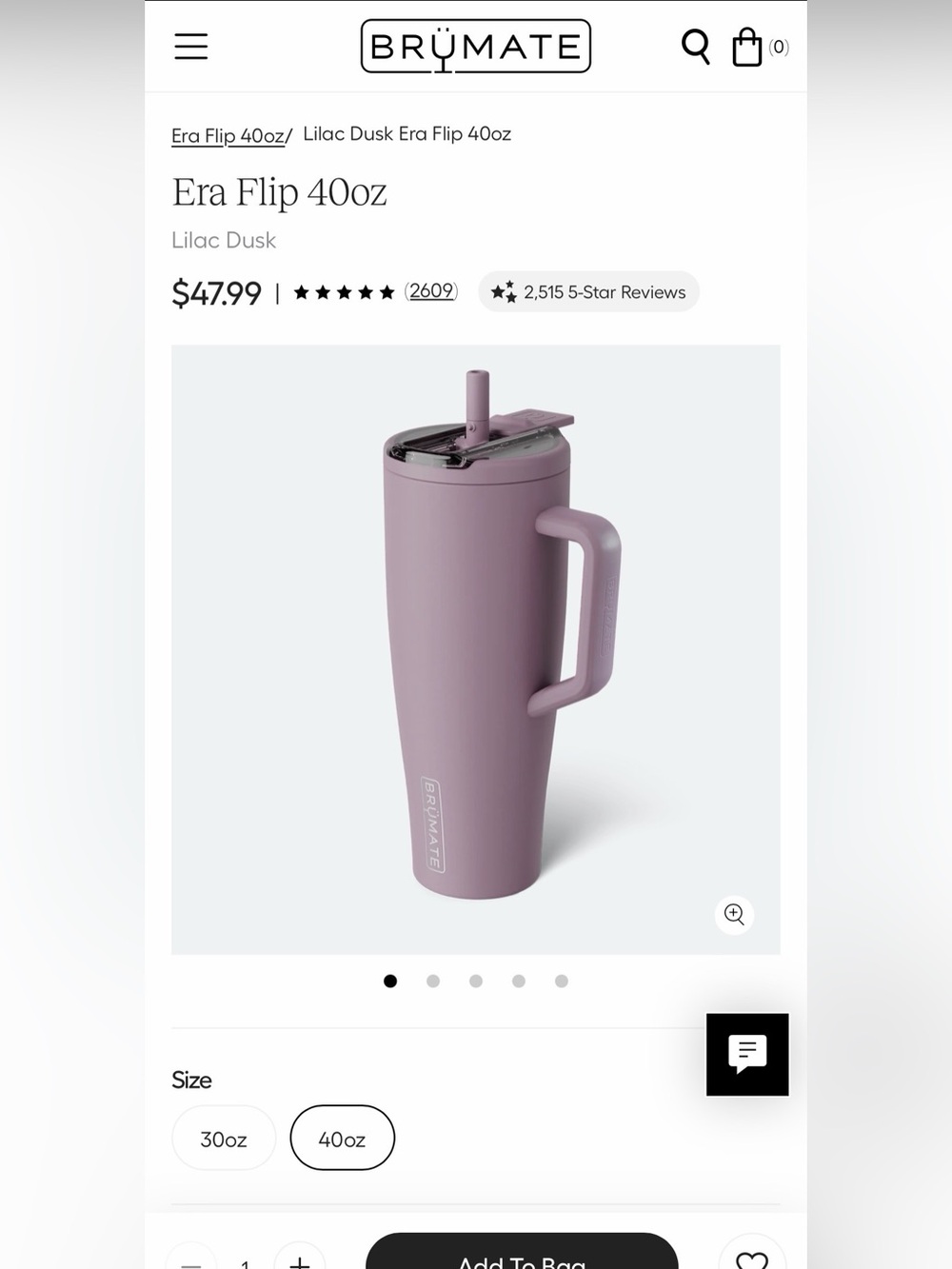 BRÜMATE Era Flip 40oz Travel Mug - Lilac Dusk